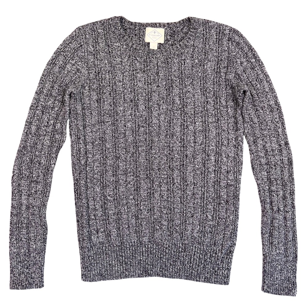 Johns Bay Sweater Womens XS Gray Marled‎ Ribbed Fisherman Cable Knit Casual Cozy